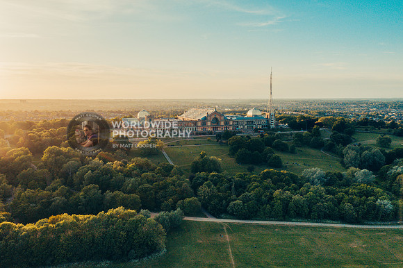 Ally Pally at sunset from above