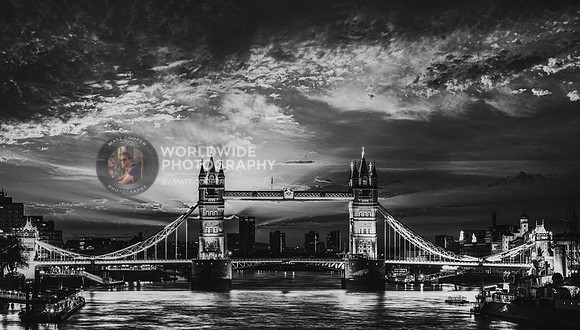 Black and white Tower Bridge