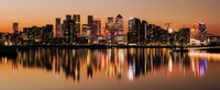 Canary Wharf sunset reflection