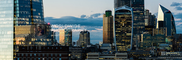 City Buildings at Sunset