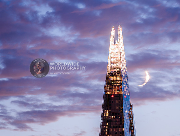 The Shard and crescent moon